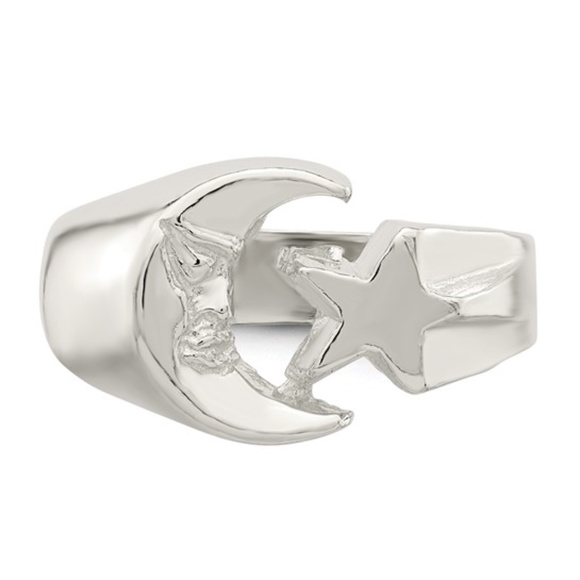 Sterling Silver Moon and Star Ring - Picture 2 of 8